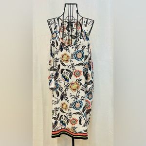 Multi color shirt dress with cut out shoulders